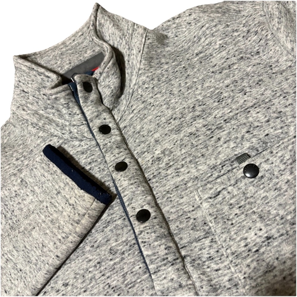 Relwen Quarter 1/4 Zip Snap Sweater Mens L Heather Gray Stretch Huckberry Hiking
